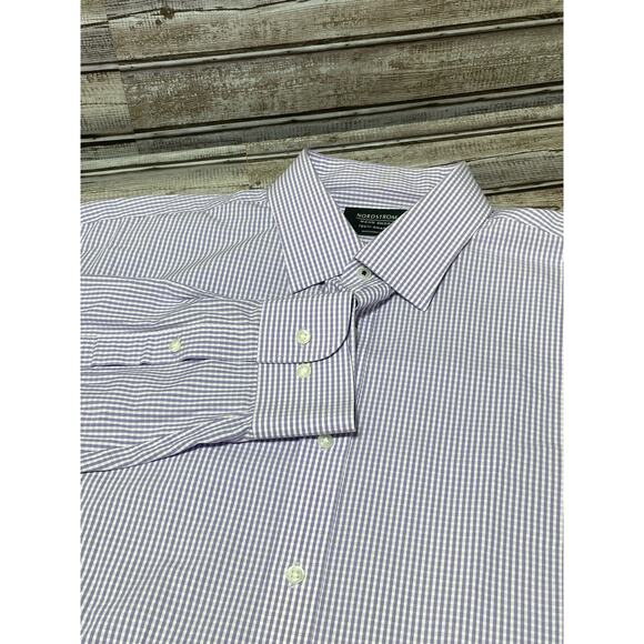 Nordstrom’s Men’s Shop Tech Smart Long Sleeve Button Up Purple White 16.5 34/35 - Picture 1 of 6